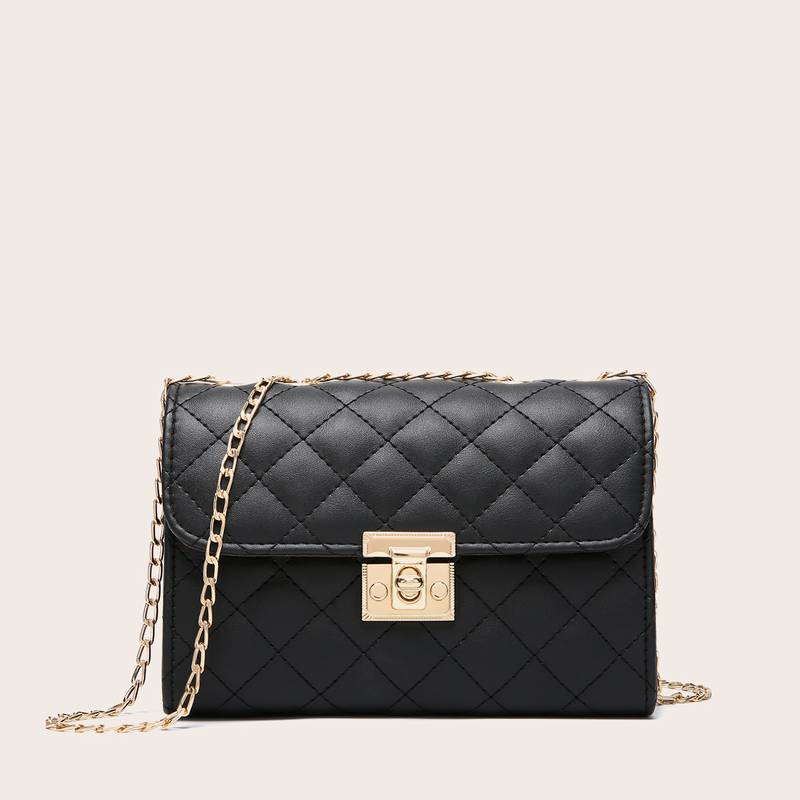 Quilted Crossbody Bag, Fashionable Chain Clutch Bag, Shoulder Bag, Square Bag